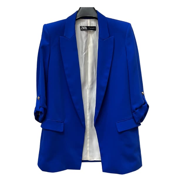 ZARA 자라 로얄 블루 오픈 블레이저 자켓 S