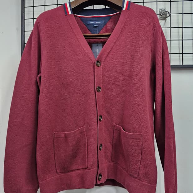 95M 타미힐피거 버건디 가디건.