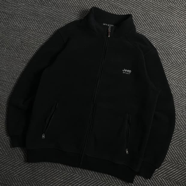지프 오리지날 자수 로고 블랙 플리스 자켓y 4264
