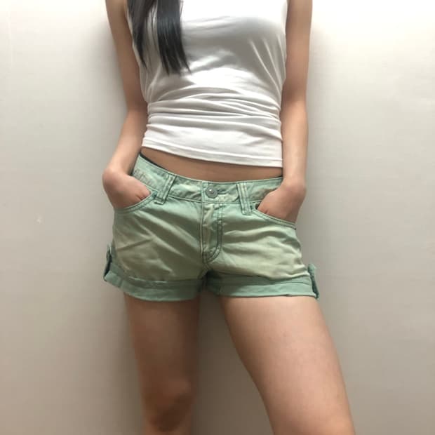 빈티지 민트 데님 워싱 팬츠