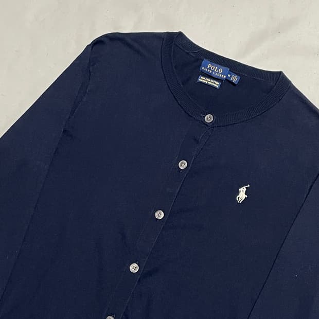 M 폴로랄프로렌 여성용 네이비 코튼 가디건 