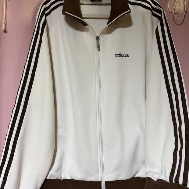 아디다스져지 아디다스 베켄바우어 화이트 브라운 대장 희귀 트랙탑 집업