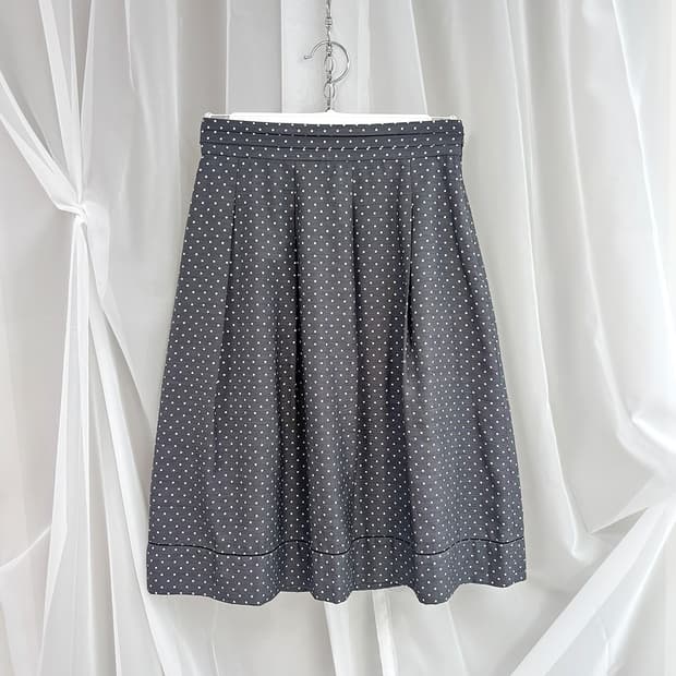 KEITH grey polka dot pleated midi skirt