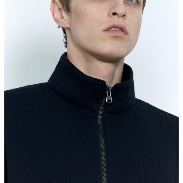 인사일런스 케이블 저지 플리스 집업 BLACK L