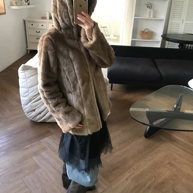 vintage hood fur jacket