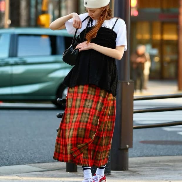 아일랜드 ONEIL of dublin 스트링 셔링 체크 스커트 치마