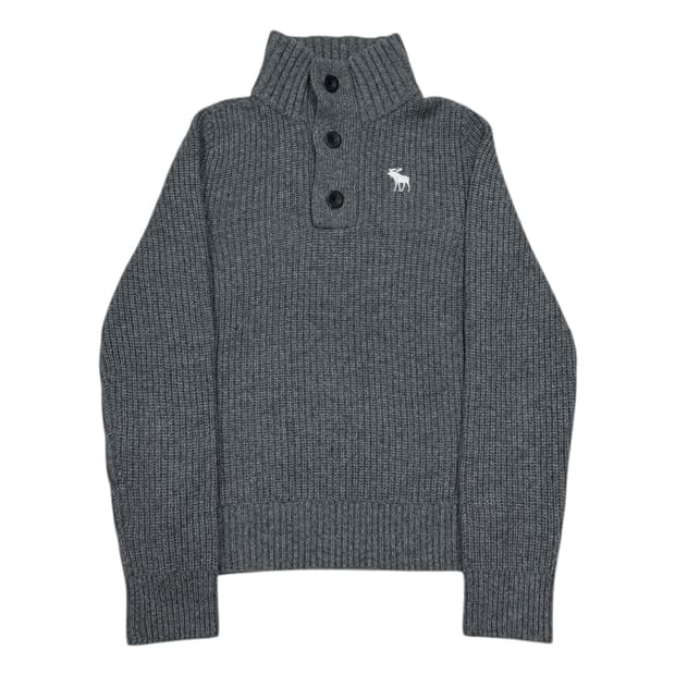 아베크롬비 빈티지 그레이 Y2K 스냅 단추 니트 M