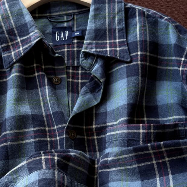 Cotton woven check wide shirt