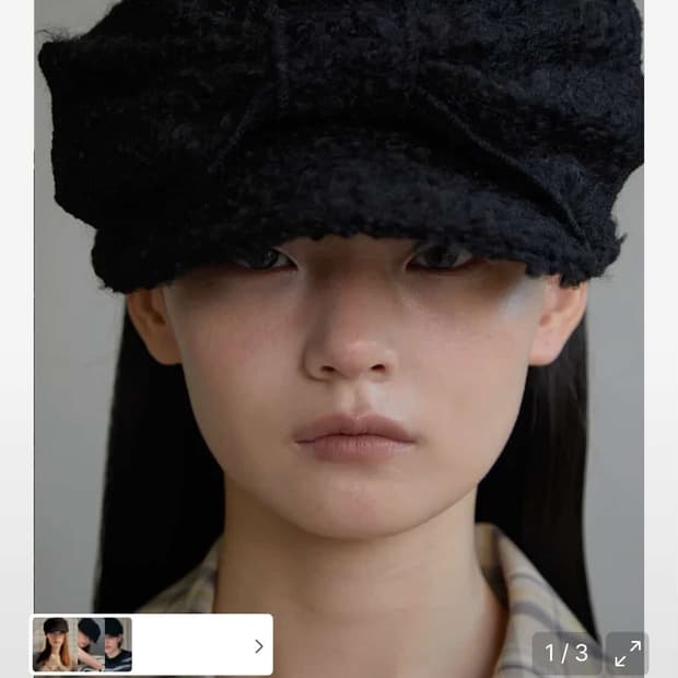 어썸니즈 캡 리본 울 블랙