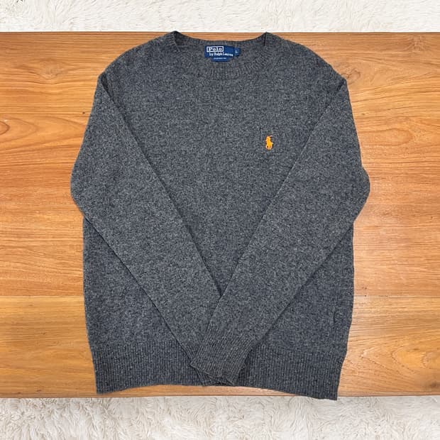 폴로 랄프로렌 크루넥 울 니트 스웨터(그레이)