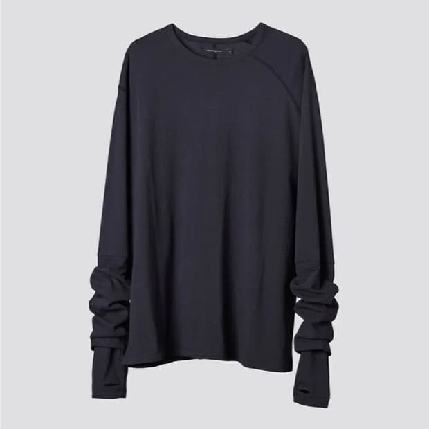 [해칭룸] 더블 슬리브 티 블루 차콜