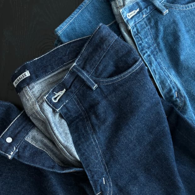 오라리 셀비지 라이트 데님 3사이즈 2벌 일괄 판매
