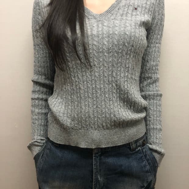 빈티지 타미힐피거 그레이 니트