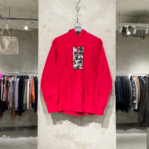 슈프림 레드 스모 헤어 컷 후디 