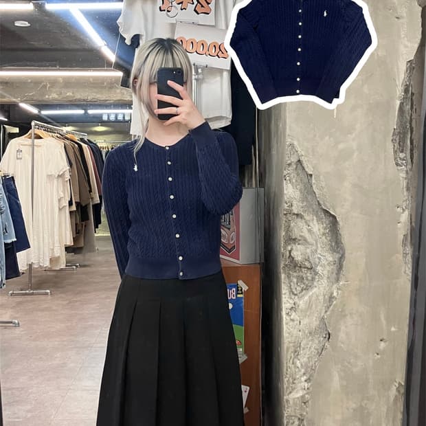 폴로 랄프로렌 꽈배기 니트 가디건 네이비 XL  #csz3865