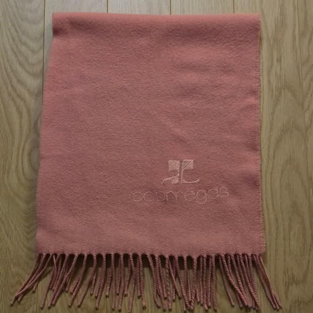 Courreges 꾸레쥬 로고 핑크 울 머플러