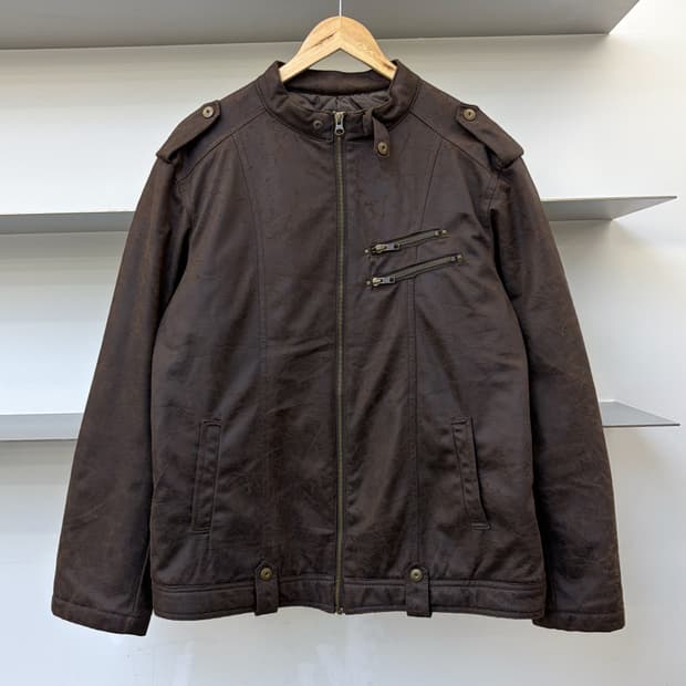 간사이 야마모토 크래클 바이커 자켓