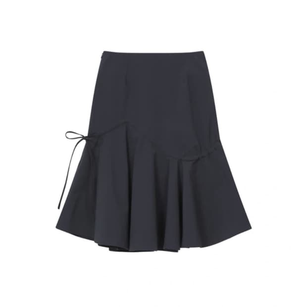 미세키서울 셔링 러플 미디 스커트 차콜