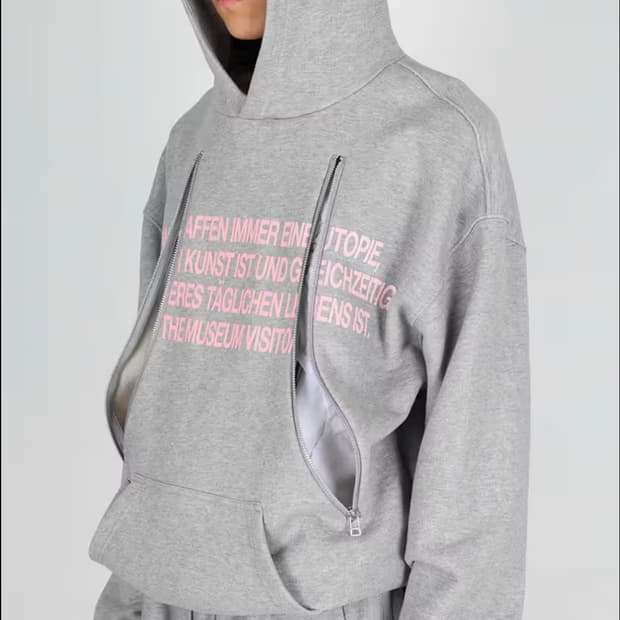 더뮤지엄비지터 후드티 그레이 핑크 M