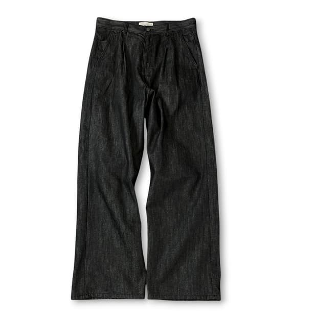 (33) 포트너스 흑청 핀턱 와이드 데님 팬츠