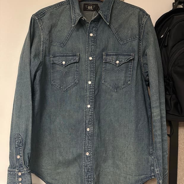 RRL 슬림핏 데님 웨스턴셔츠