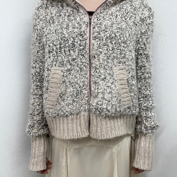 폭닥 니트 후드집업 