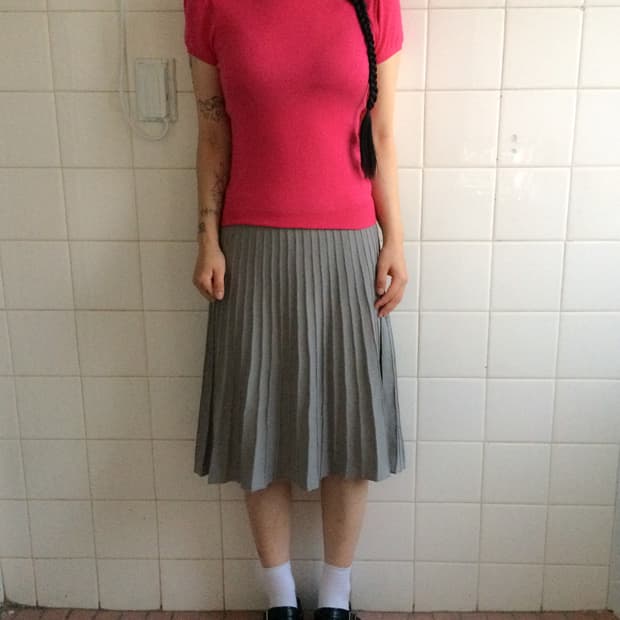 High neck half sleeve knit