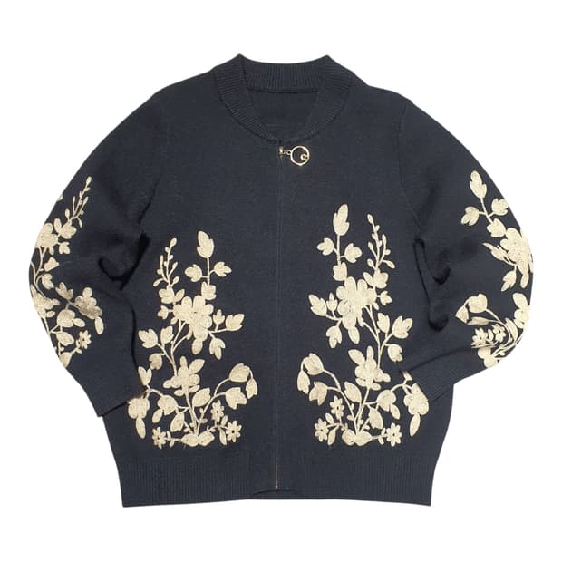 ✨ (바배) 꽃 자수 니트 집업 