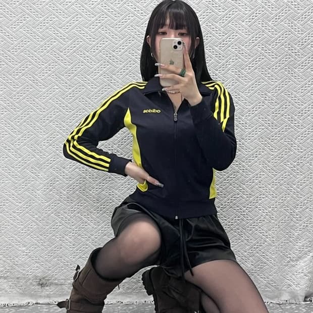 아디다스 Y2K 레트로 빈티지 딱붙핏 져지 집업 85 C12761