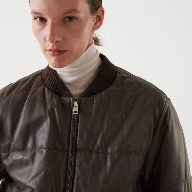 [M]COS 코스 우먼 패딩 램스킨 레더 봄버 자켓