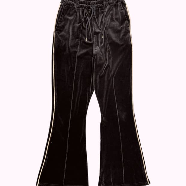 brown velvet boots-cut training pants