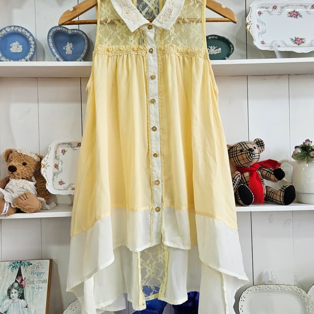 엑시즈팜(axes femme) 레몬옐로 레이스 쉬폰 원피스