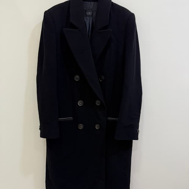 한섬 TIME 타임 블랙 더블 봄코트(정품)