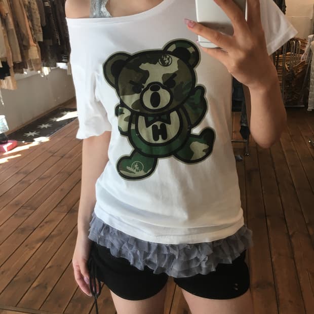 히스테릭글래머 카모 퍽베어 티셔츠