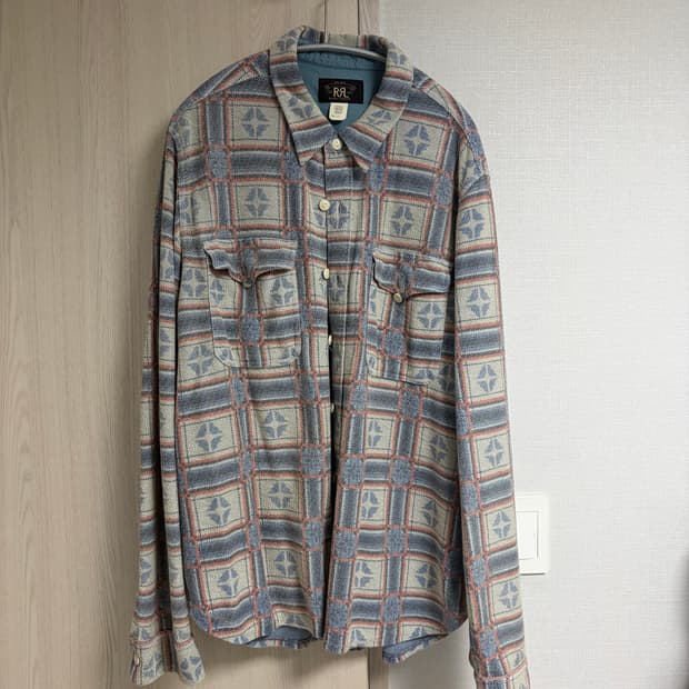 RRL 프린트 리버스 테리 워크셔츠 L