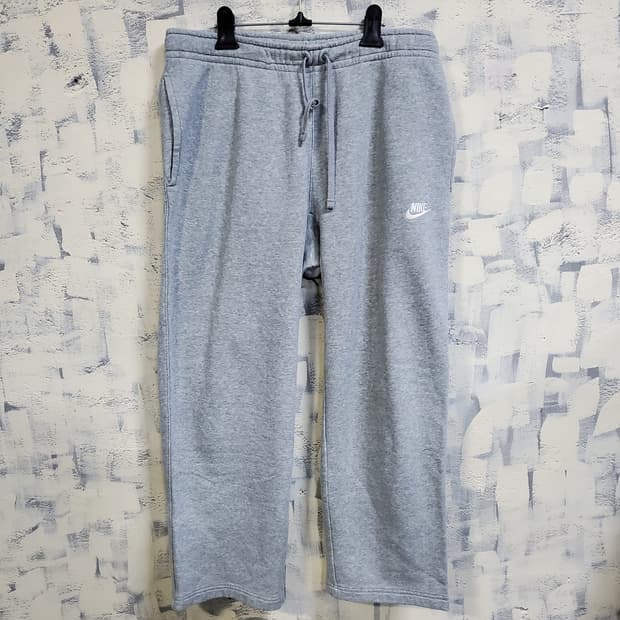 나이키 회색 기모 와이드핏 트레이닝 바지 