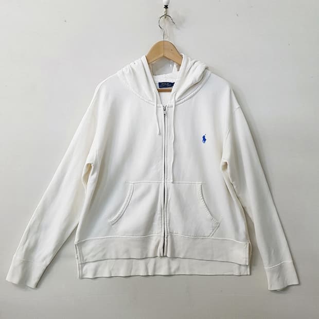 폴로 랄프로렌 기모 안감 후드 점퍼 화이트