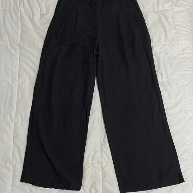 H&M 블랙 와이드 린넨 팬츠 36