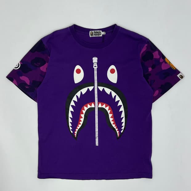 베이프 퍼플카모 샤크 반팔티