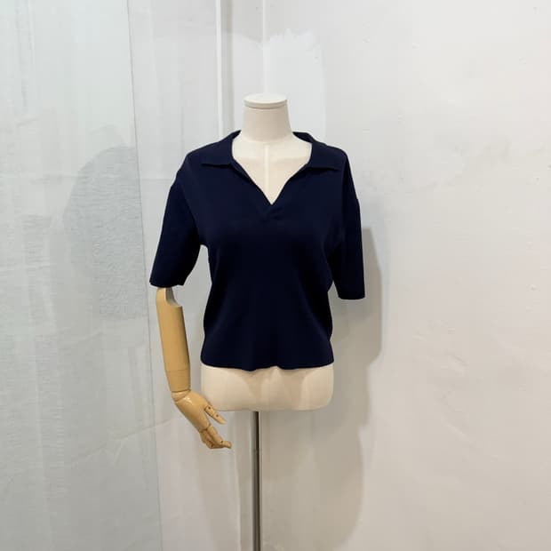 (S)미쏘 네이비 카라 반팔니트 반소매티 여름니트 4931