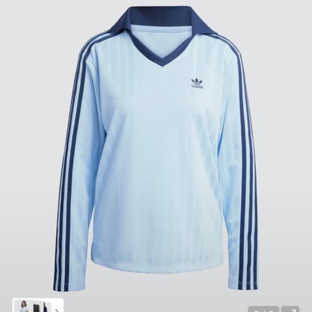 아디다스 풋볼 브이넥 긴팔 폴로 셔츠 스카이블루