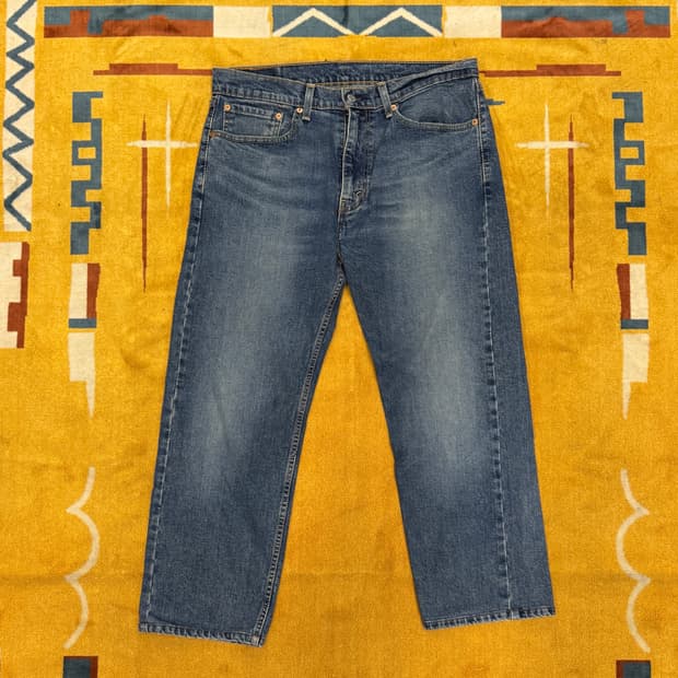 Levis 리바이스 505 스트레이트 핏 워싱 데님 팬츠 N1917