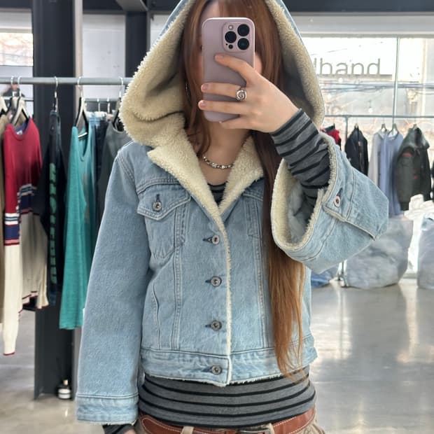 리바이스 Made&Crafted 후드 쉐르파 양털데님자켓