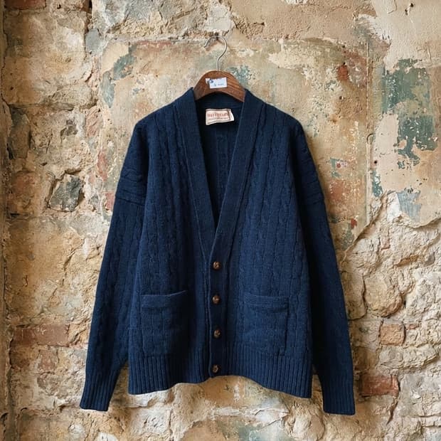 알란 페인 빈티지 램스울 케이블 가디건