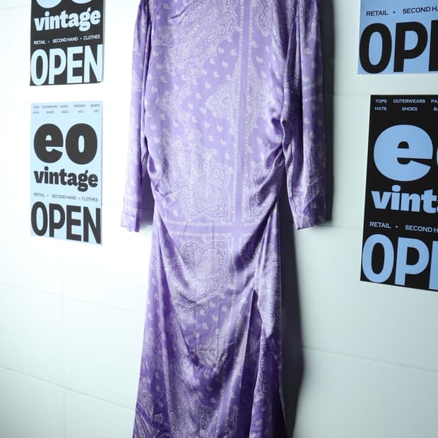 W(2XL-3XL) 자라 드레스 원피스 페이즐리 퍼플 광택-H34211