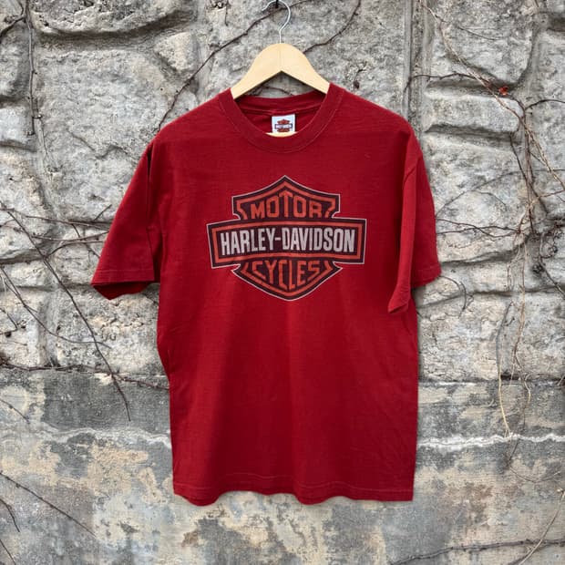 00s 할리데이비슨 빈티지 2007 헤인즈 로고 프린팅 반팔 티셔츠