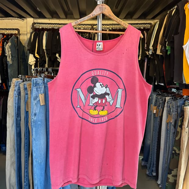 90s 디즈니 미키마우스 페이드 프린팅 나시