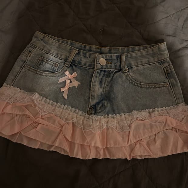 빈티지 커스텀 데님 미니스커트