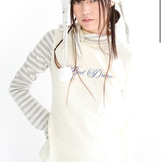 샵페어리 scarf stripe turtleneck (ivory)