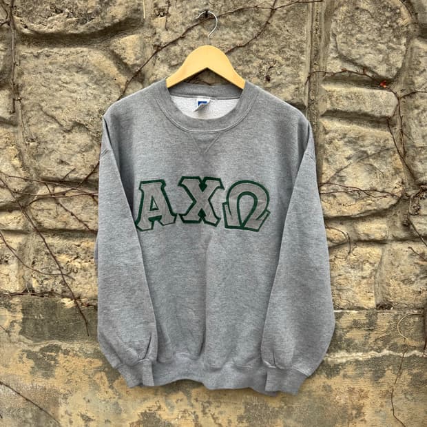 90s 러셀 애슬레틱 빈티지 자수 스웻 셔츠 맨투맨 그레이 xl